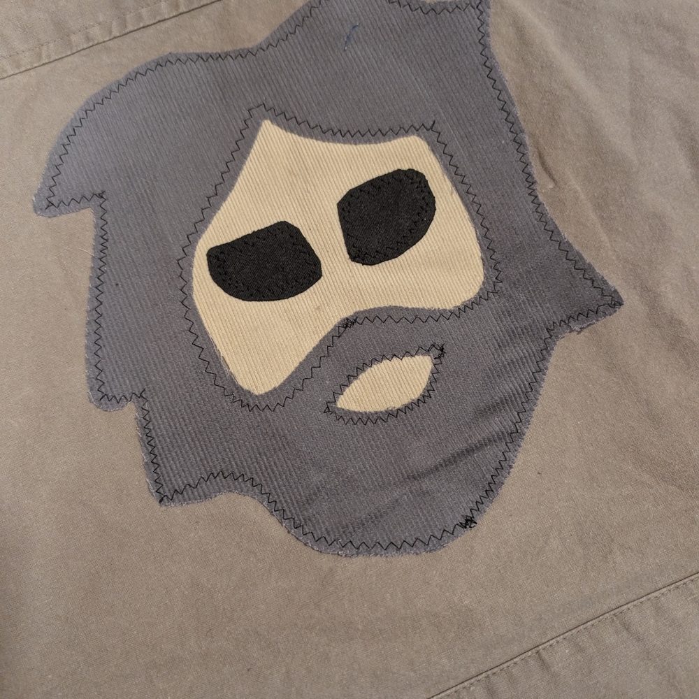 Eddie Bauer Tan and Gray Graphic Patch Shirt